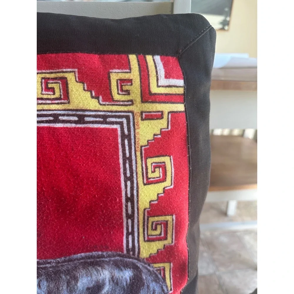 Vintage 1993 Yorkshire Terrier Yorkie Dog Portrait Decorative Throw Pillow Red